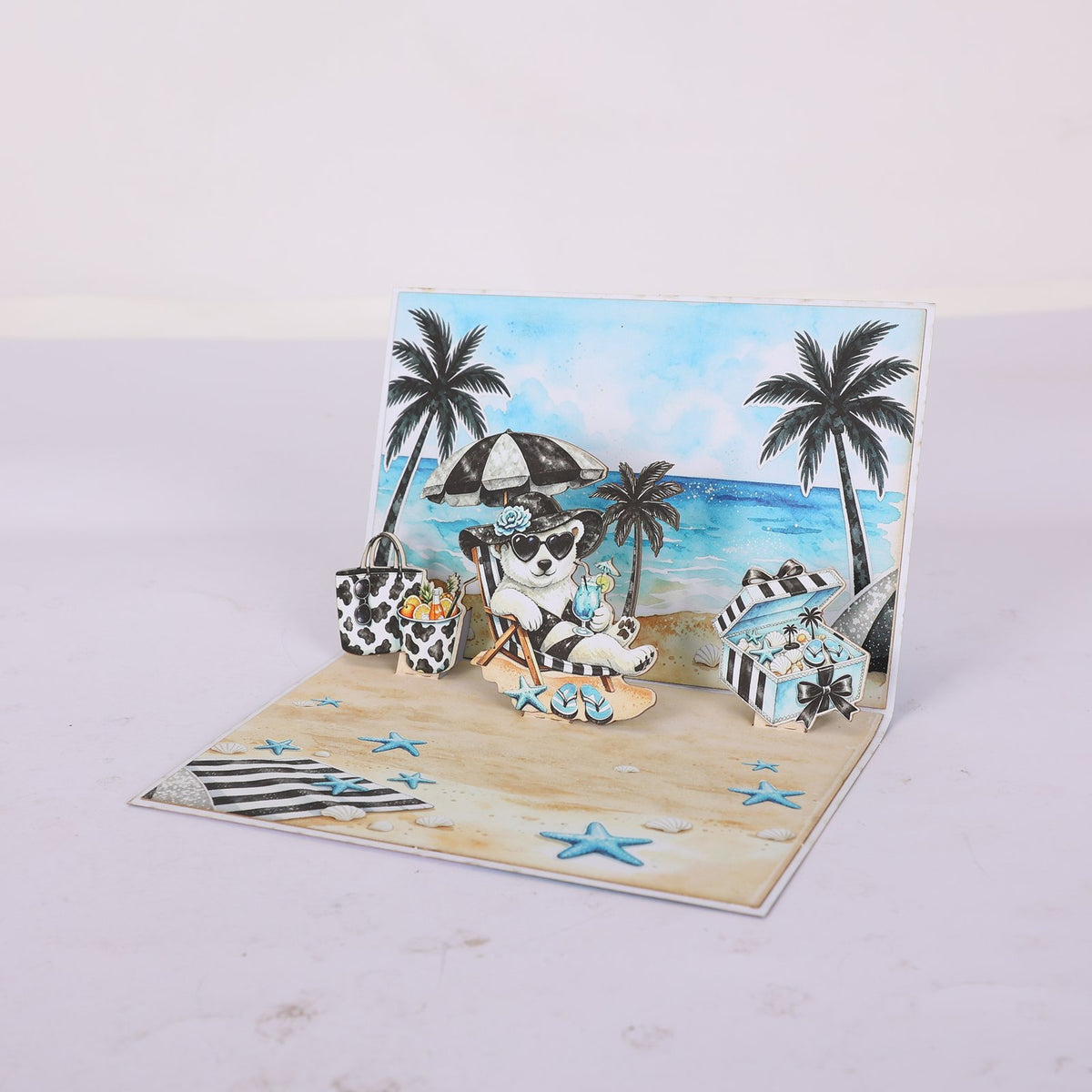 Beach Polar Bear 3D Pop Up Card