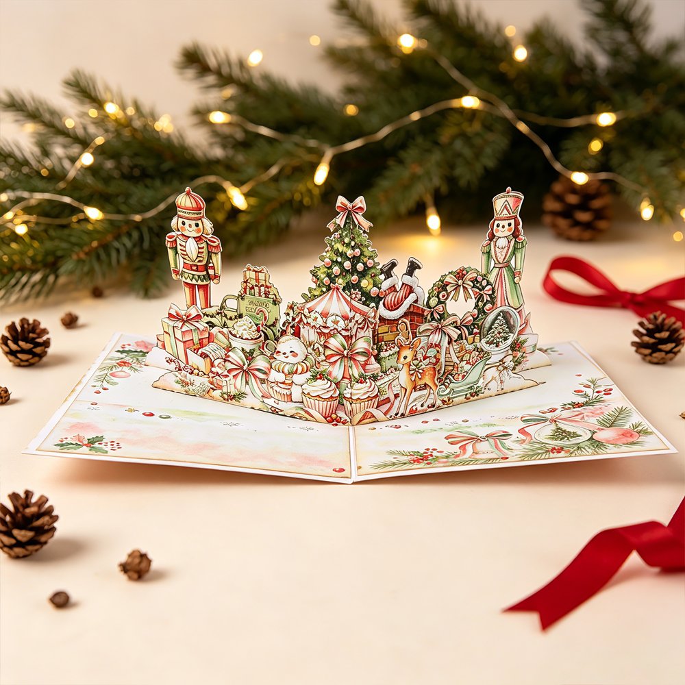 Pink Cute Christmas 3D Pop Up Card