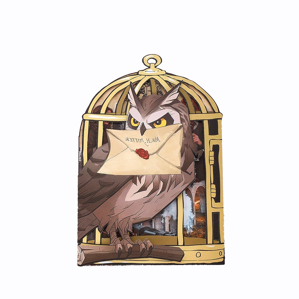 Owl Birdcage Delivering Mail 3D Pop Up Card
