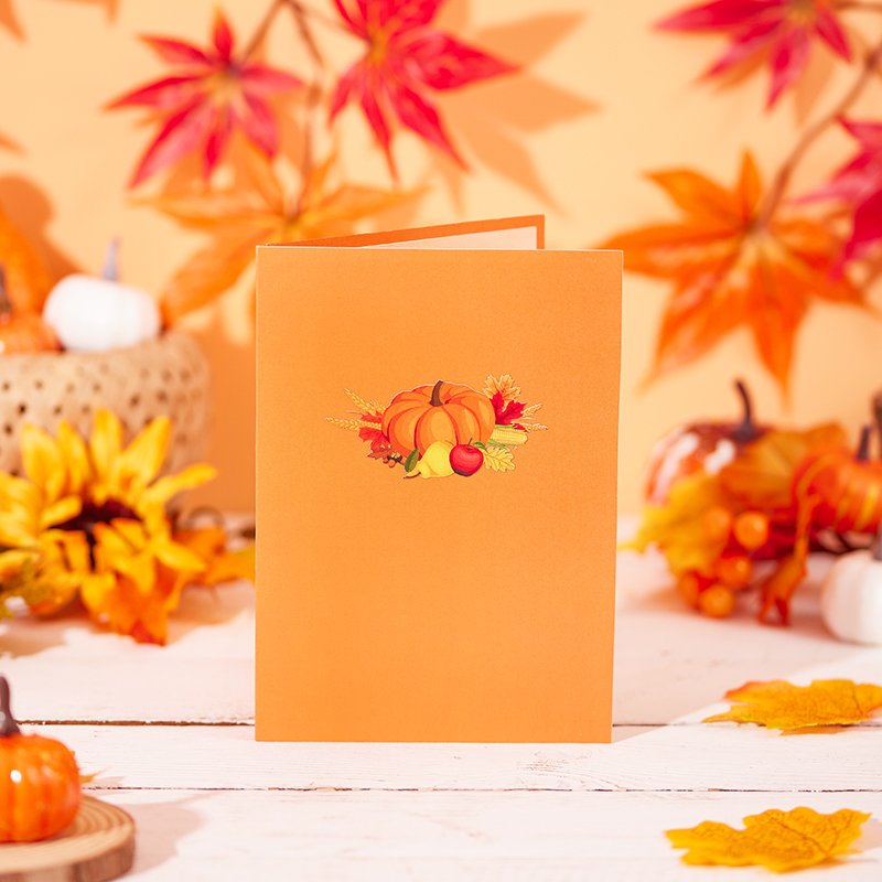 Pumpkin Floral Thanksgiving Flip Pop Up Card