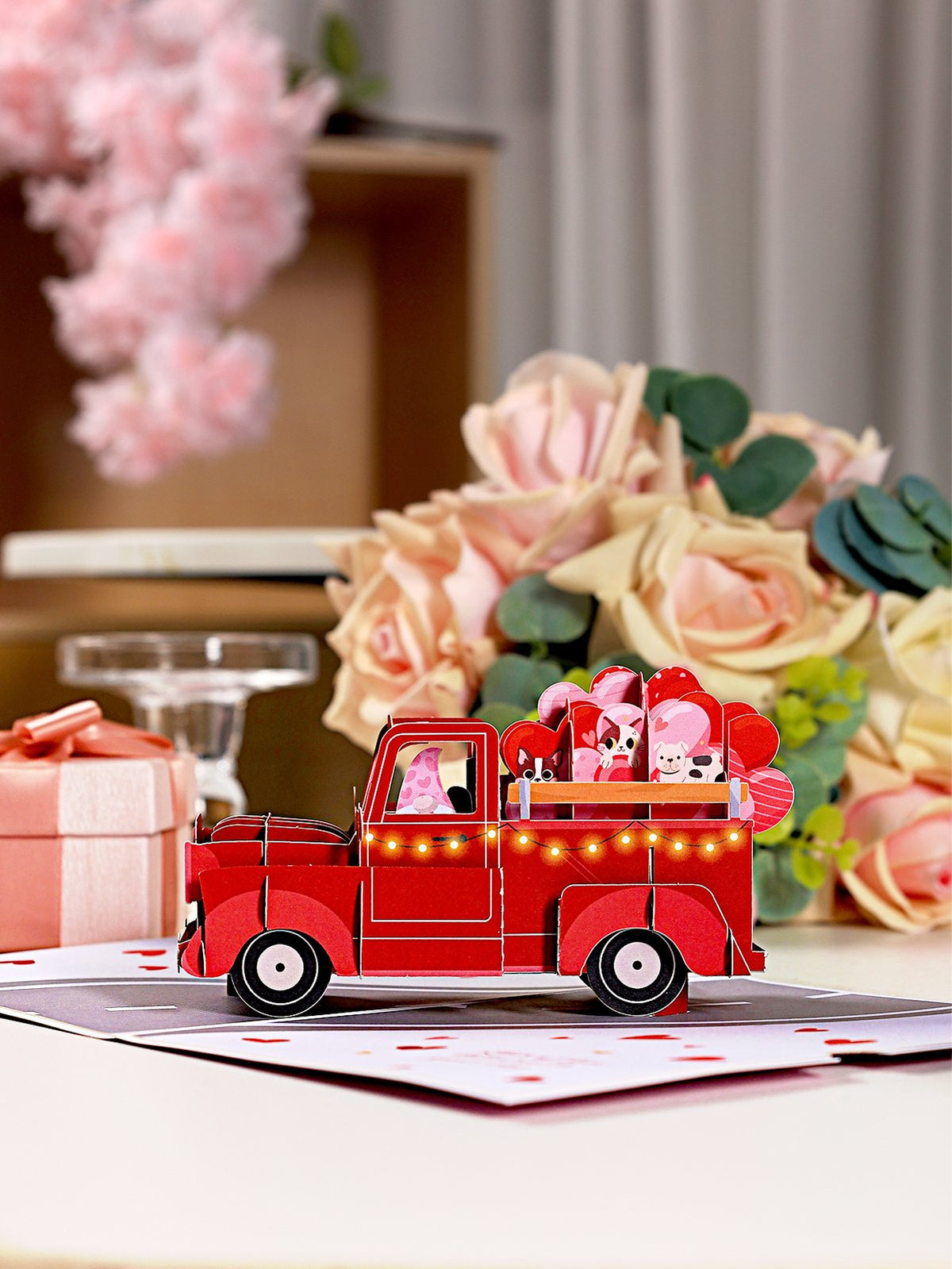 Valentine's Day Gnome Heart Truck Greeting Card