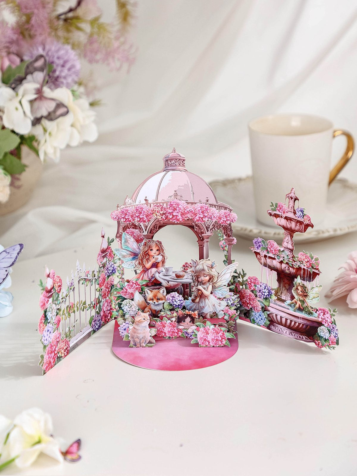 Leprechaun Garden Afternoon Tea 3D Pop Up Card