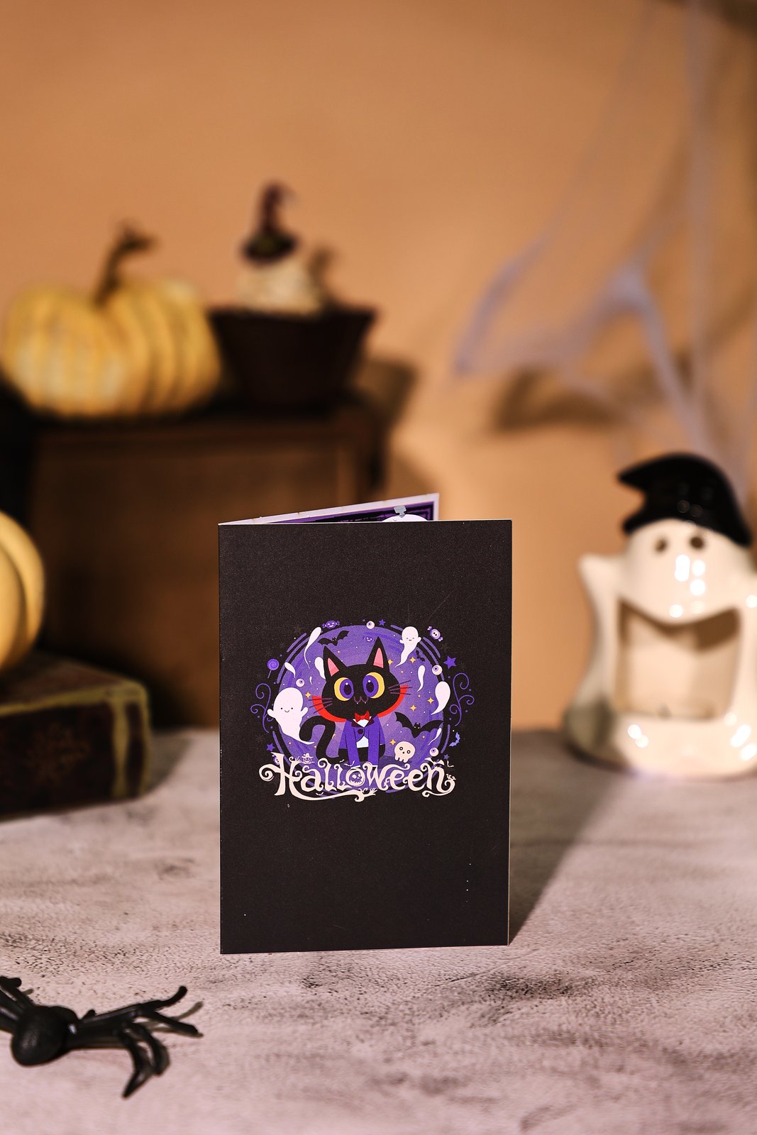 Halloween Cat Devil Greeting Card