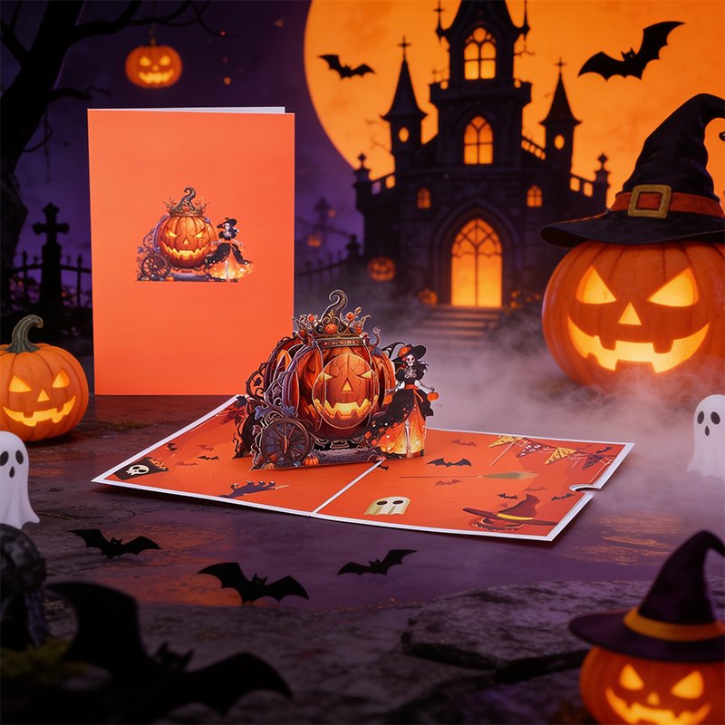 Halloween Pumpkin Car Greeting Card