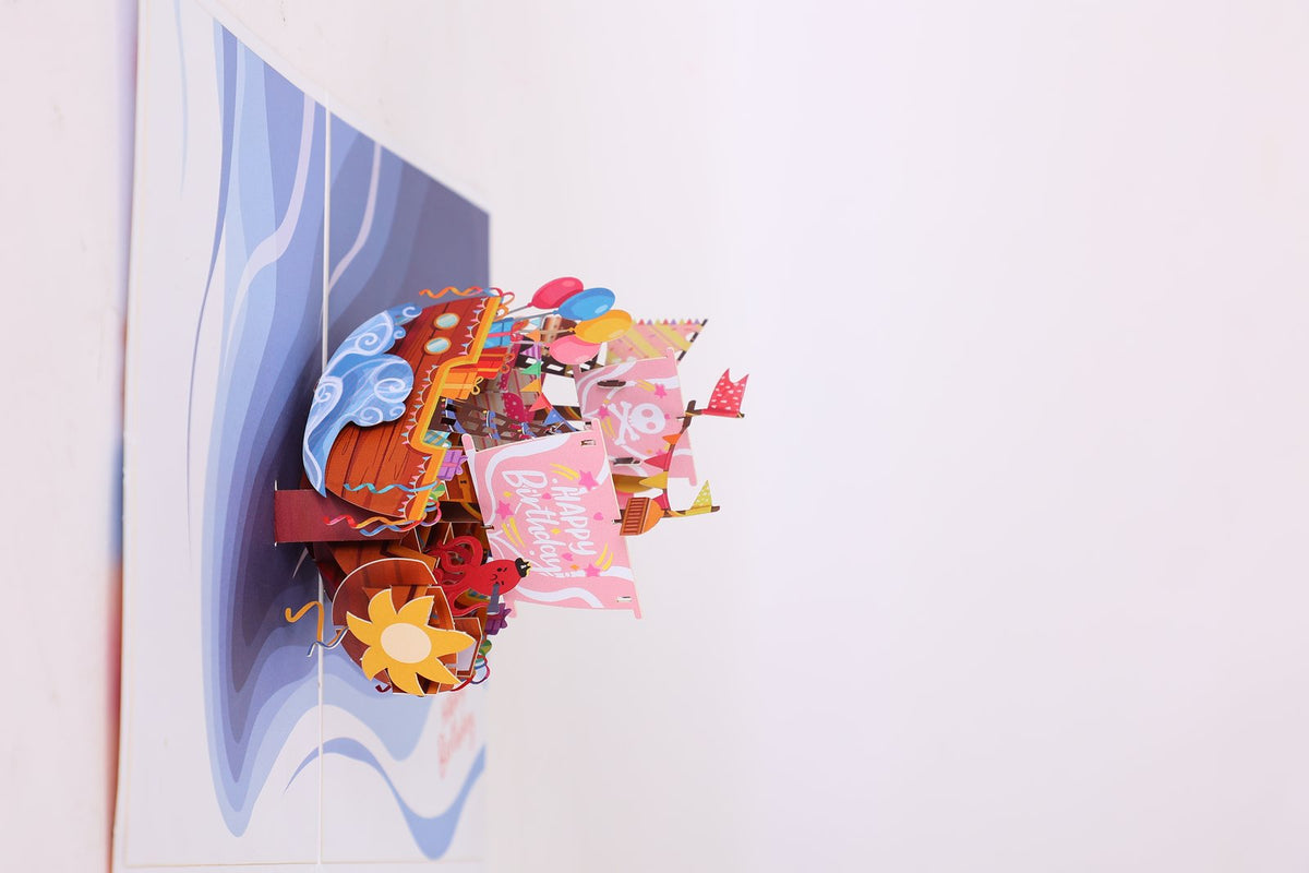 Cartoon Pirate Ship 3D Pop Up Card