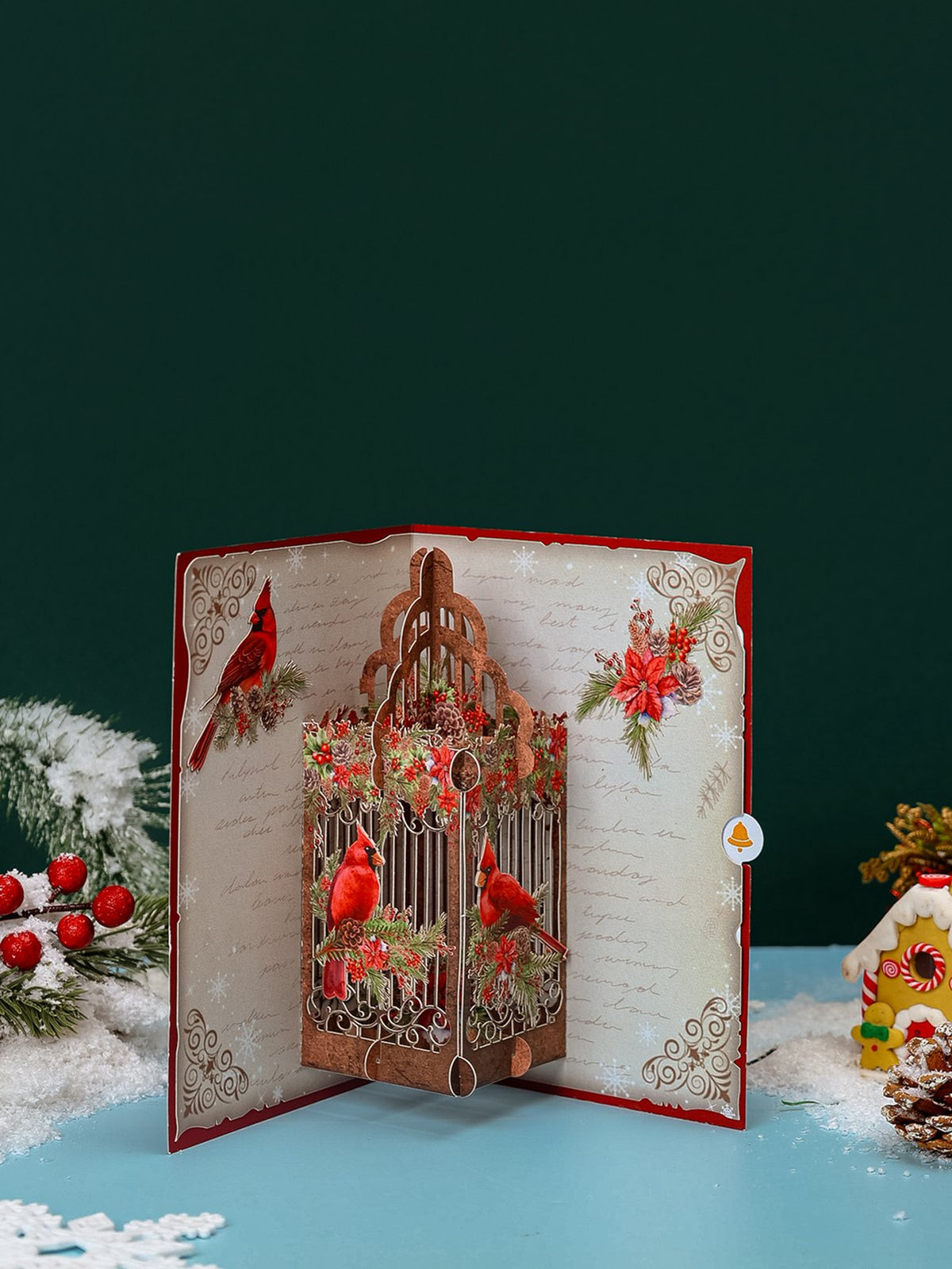 Vintage Cardinal Winter Birdcage Greeting Card