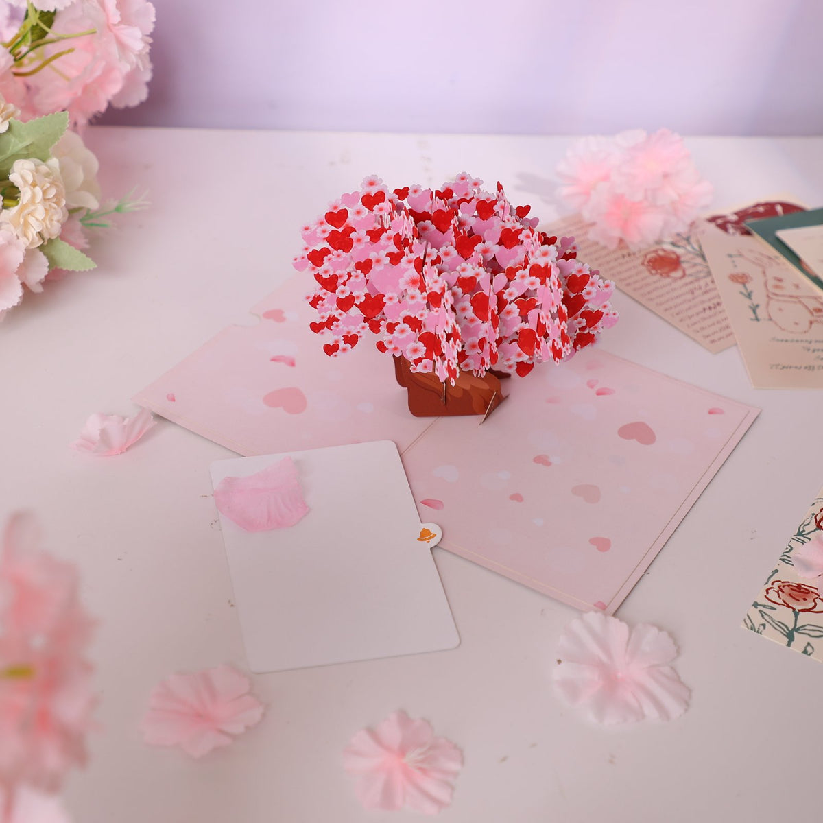 Pink Heart Tree Greeting Card