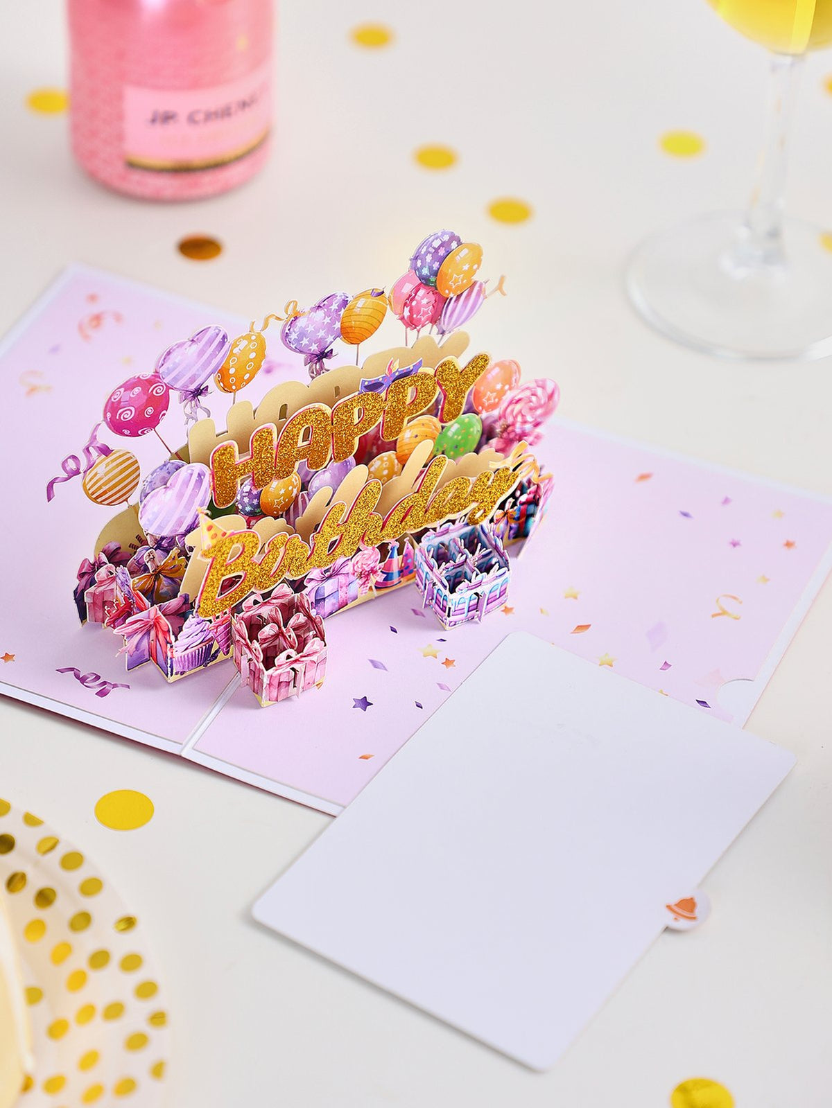 Gold Glitter Happy Birthday 3D Pop Up Card