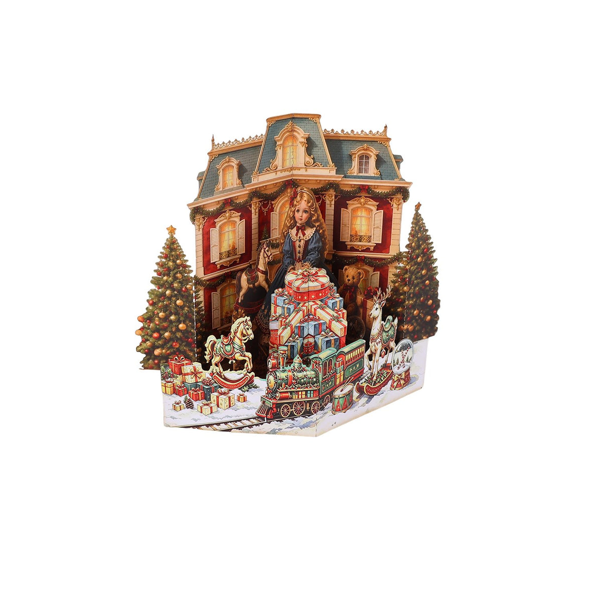 Christmas Vintage Amusement Park Ornament Greeting Card