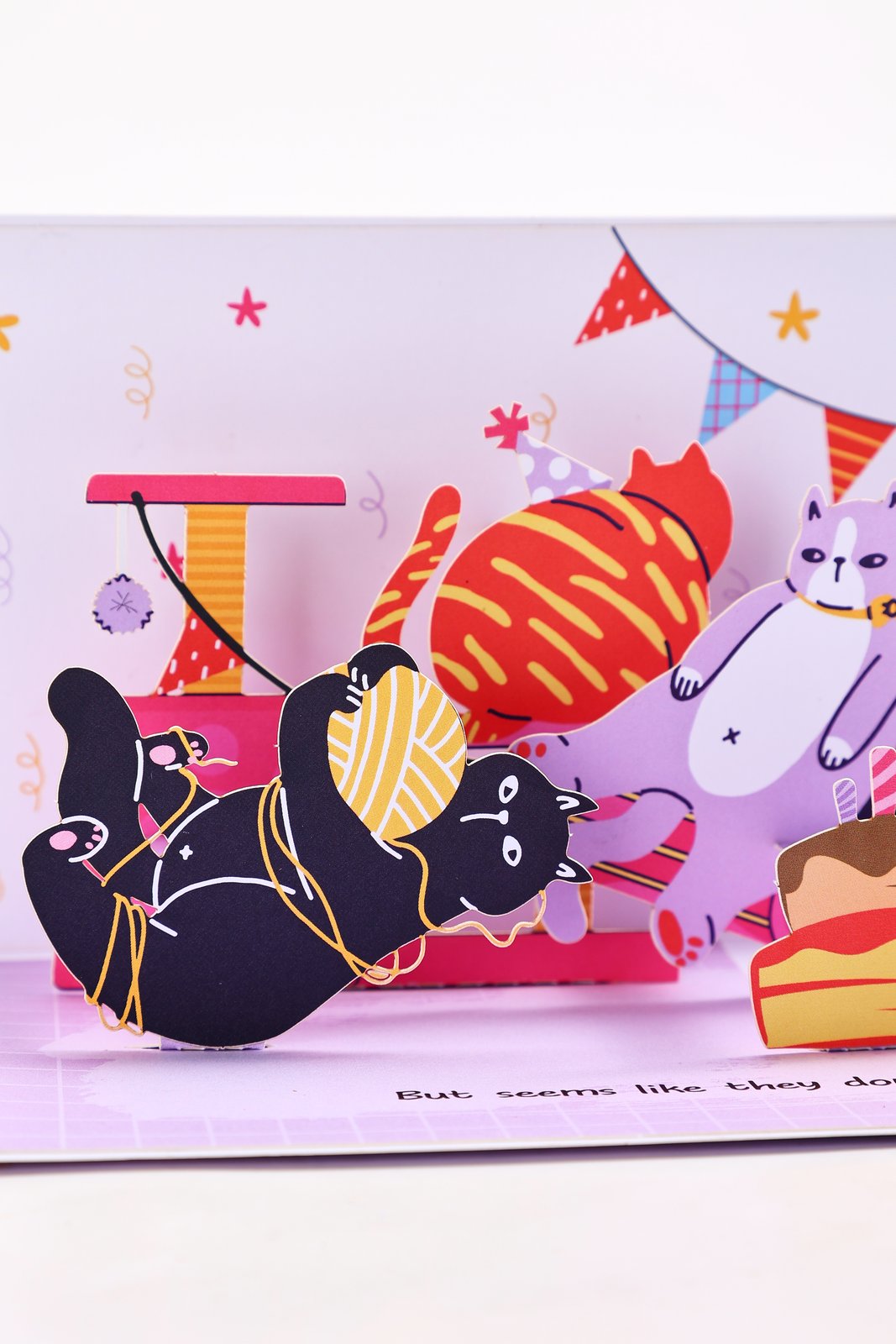 Cat Doesn't Care 90° 3D Pop Up Card