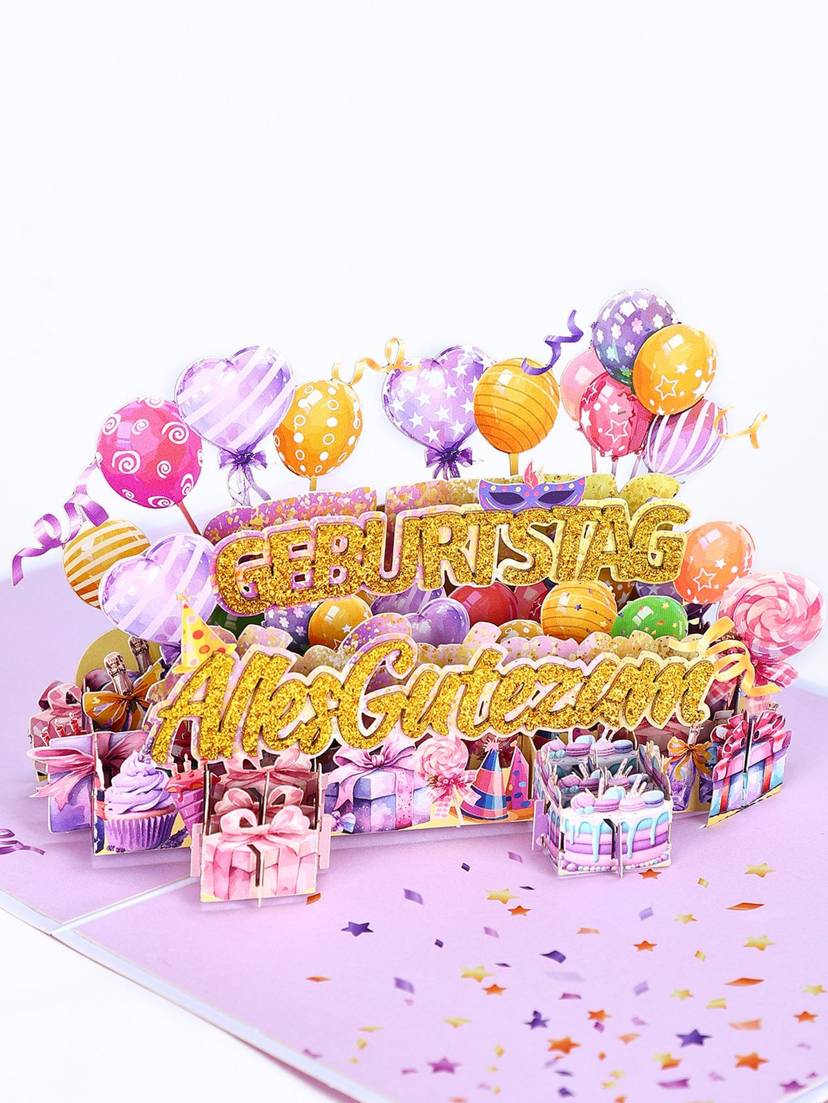 German Gold Glitter 3D Pop Up Card