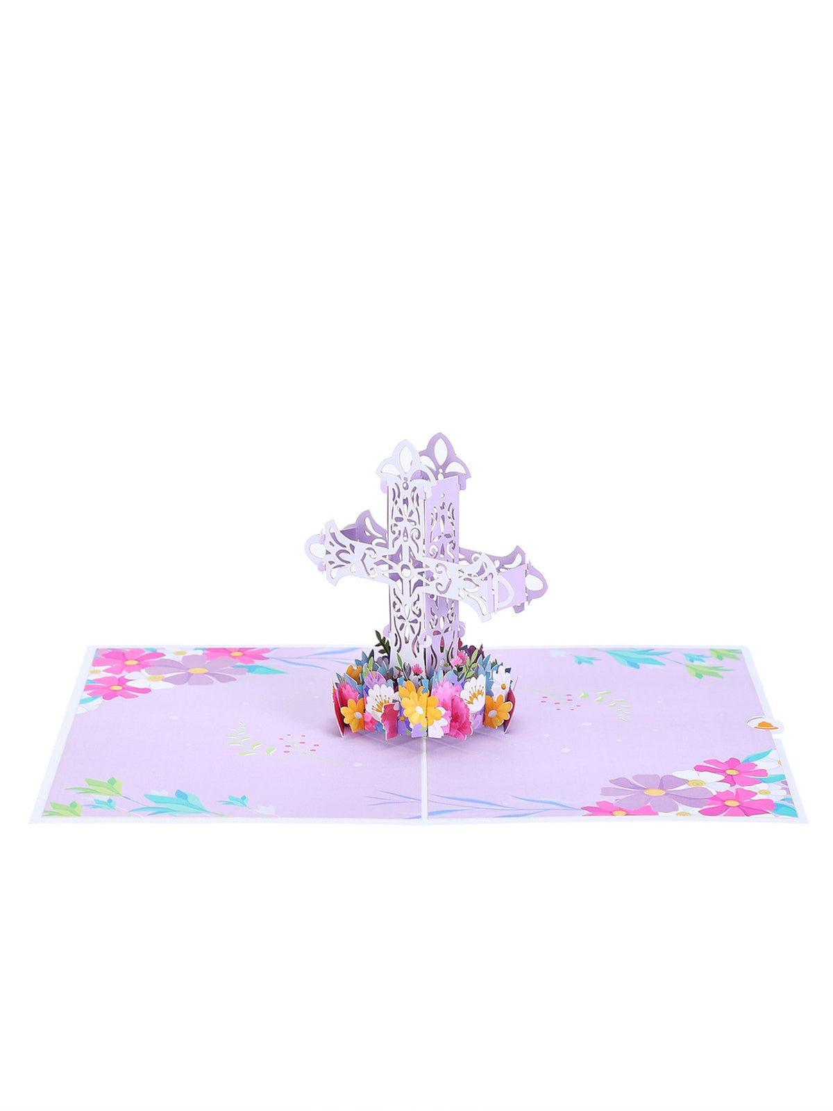 Cross Floral Flip Pop Up Card