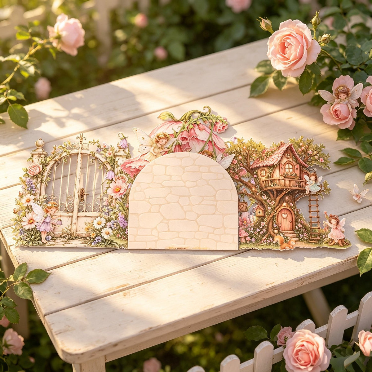 Pink Butterfly Fairy Double Door Card