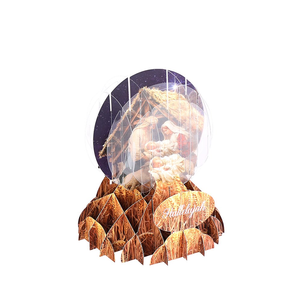 Christmas Nativity Manger Crystal Ball Card