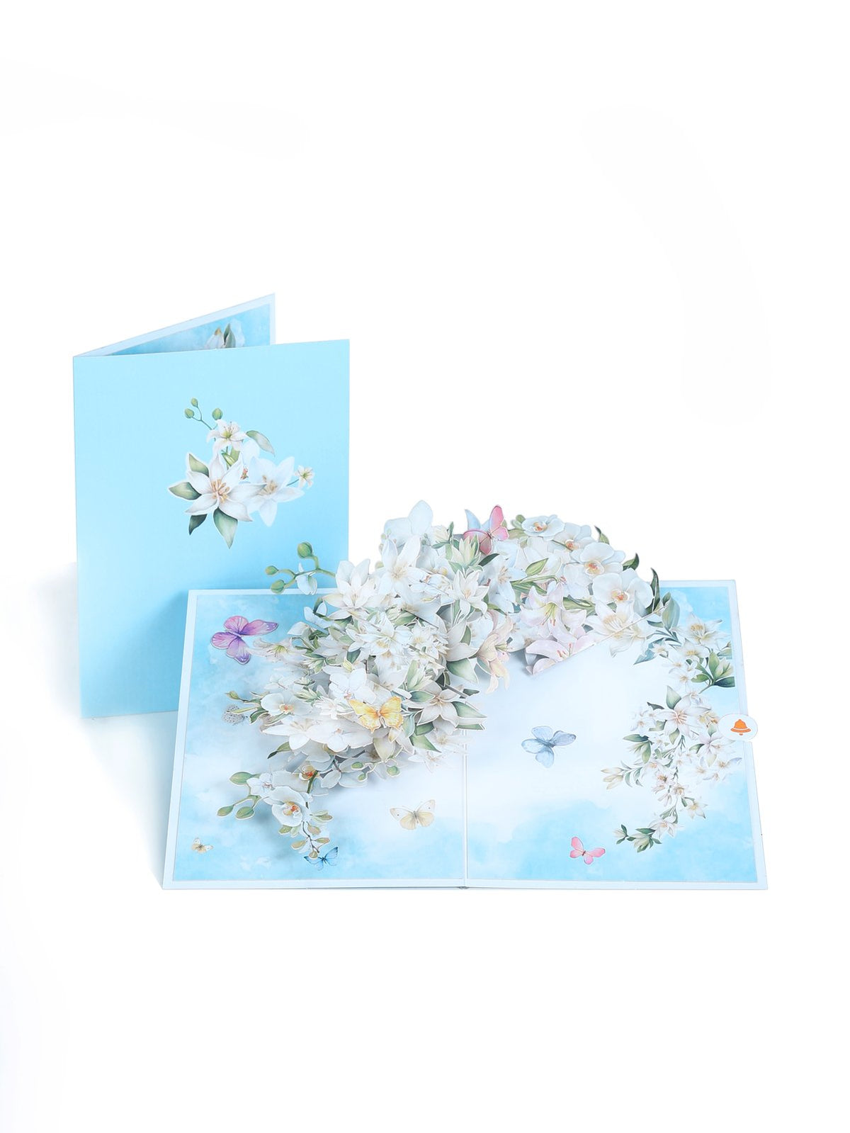 White Orchid Floral Branch 3D Pop Up Card