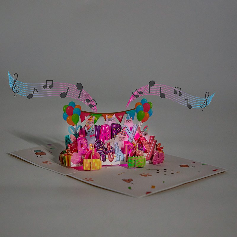 Cat Birthday Pop Up Card