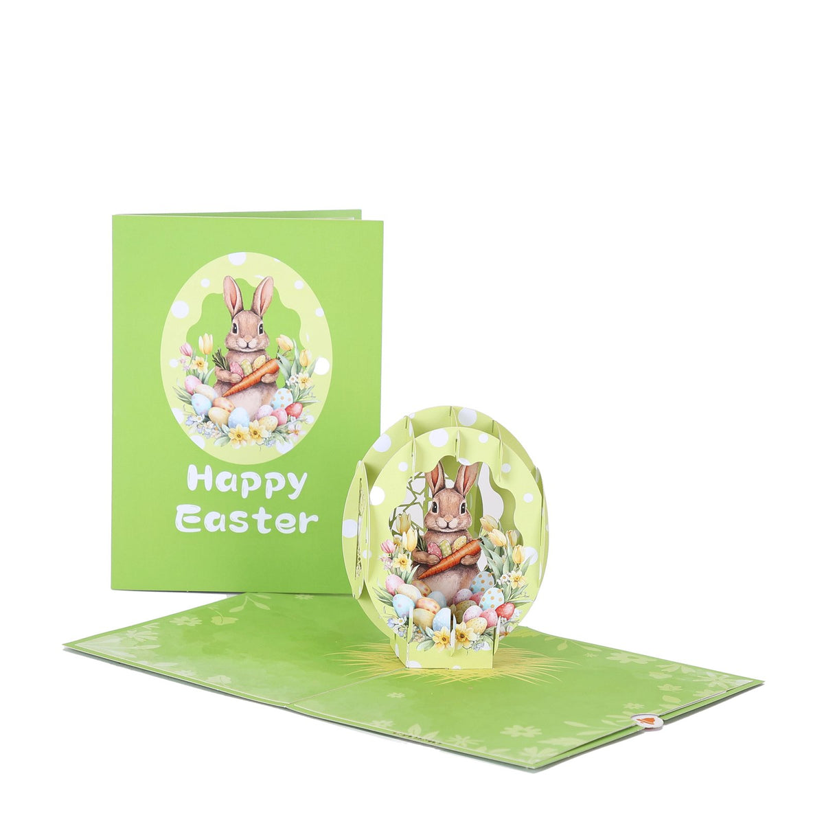 Green Bunny Easter Egg Flip Pop Up Card