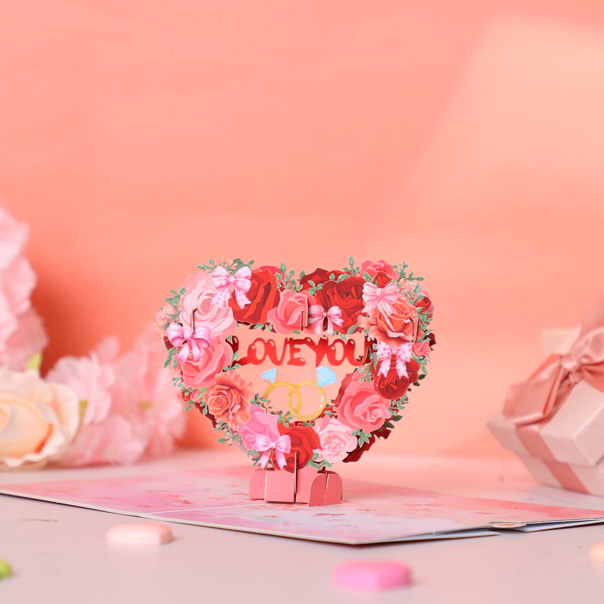 Rose Heart Love 3D Pop Up Card