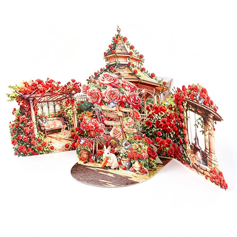 Red Rose Garden Double Door Card