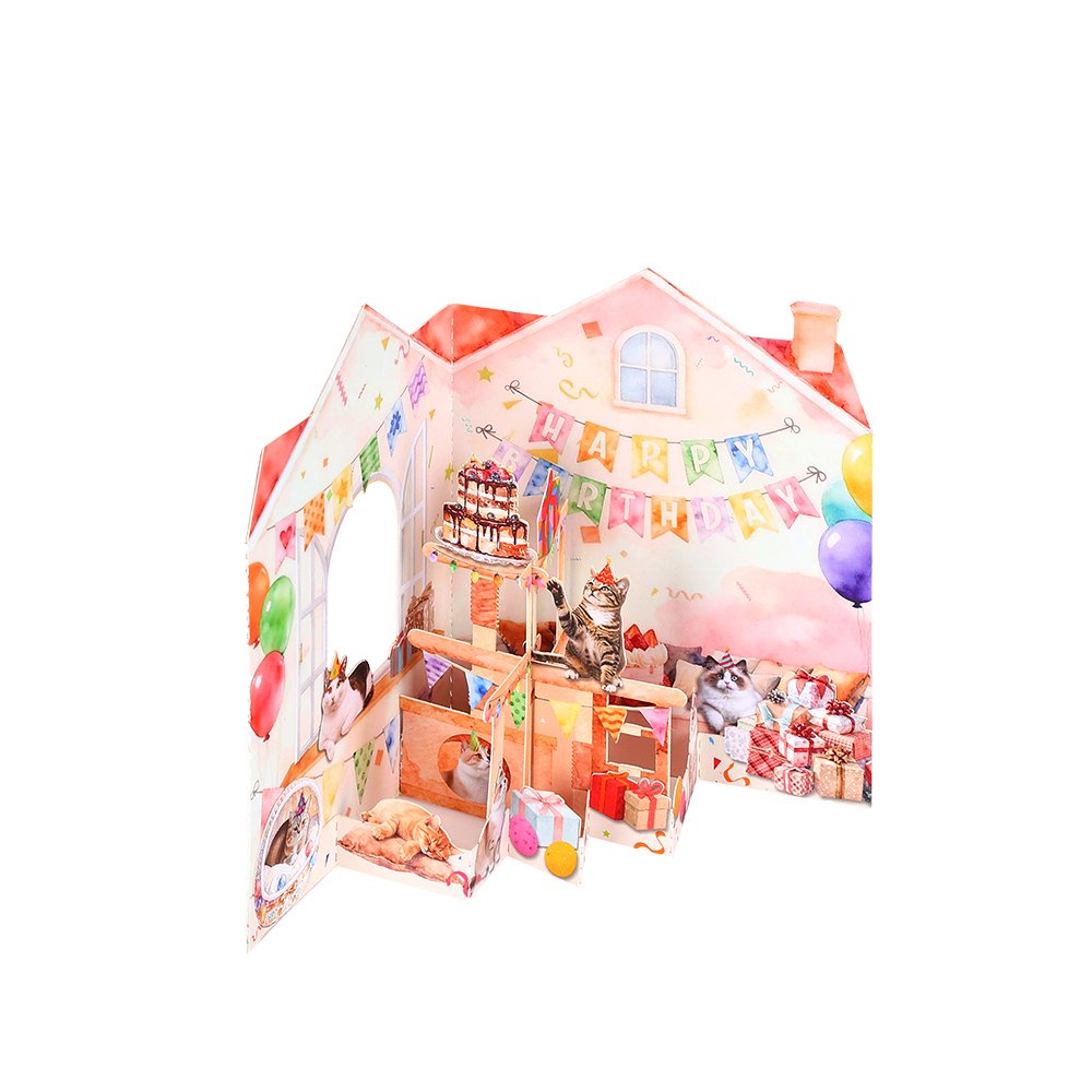 Birthday Party Cottage 3D Pop Up Card