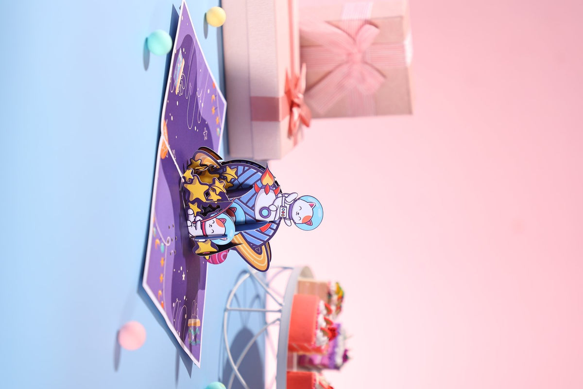 Space Cat Music 3D Pop Up Card