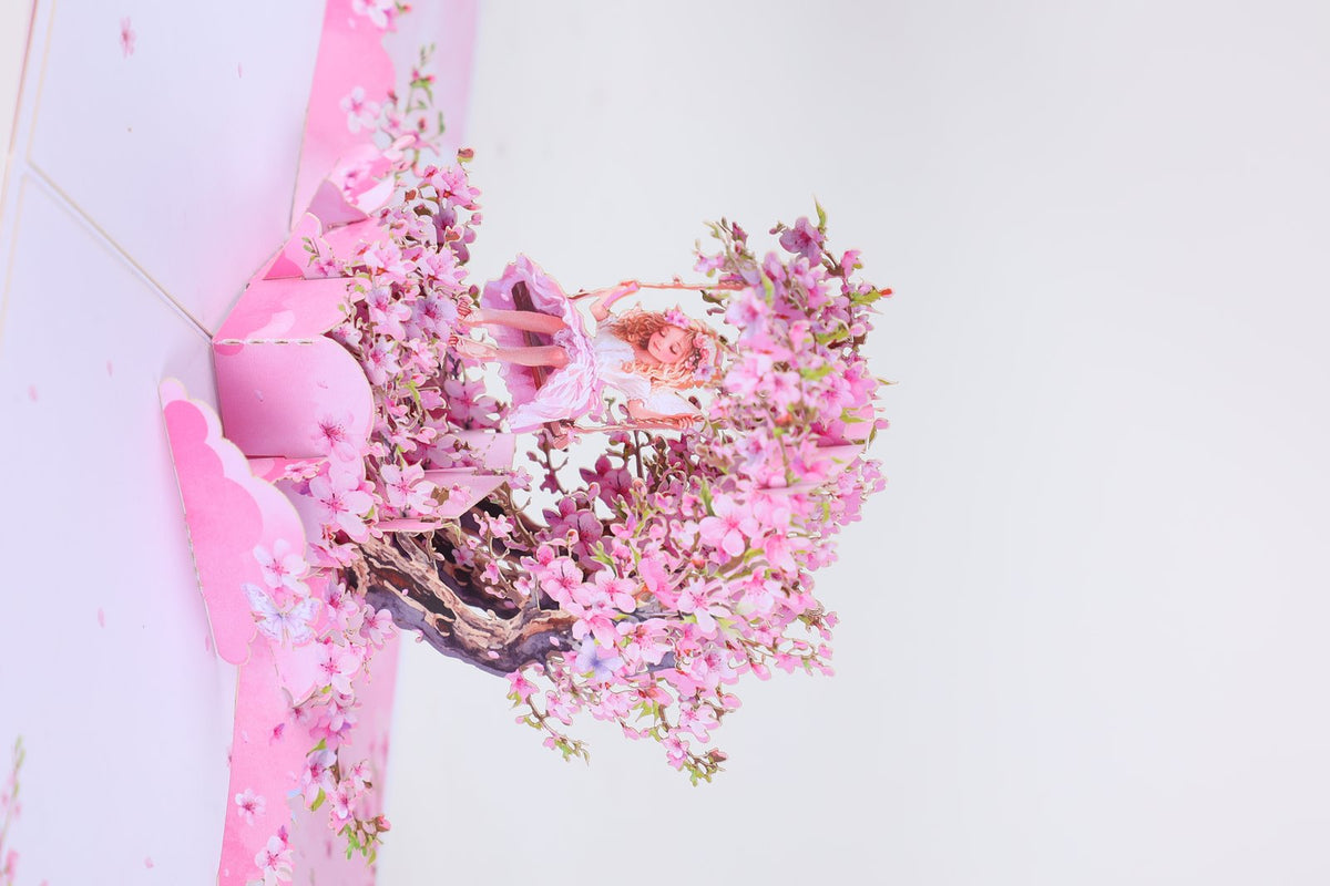 Cherry Blossom Crescent Moon Elf Pink Inside Design 3D Pop Up Card