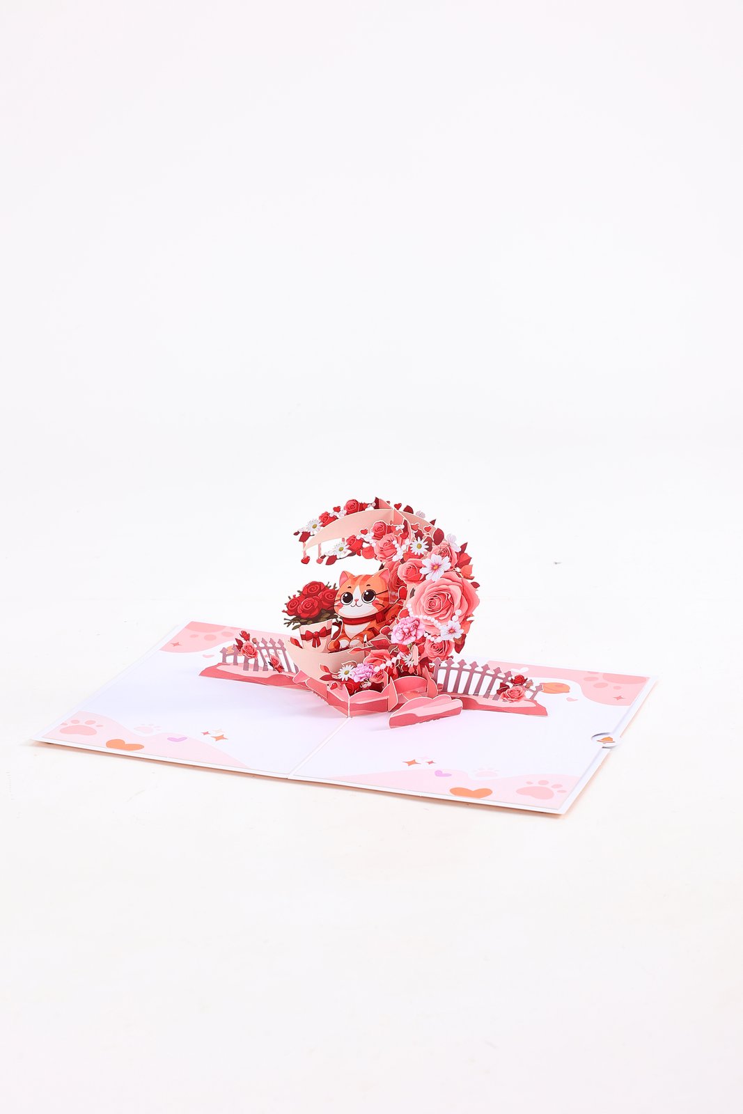 Rose Crescent Moon Cat 3D Pop Up Card