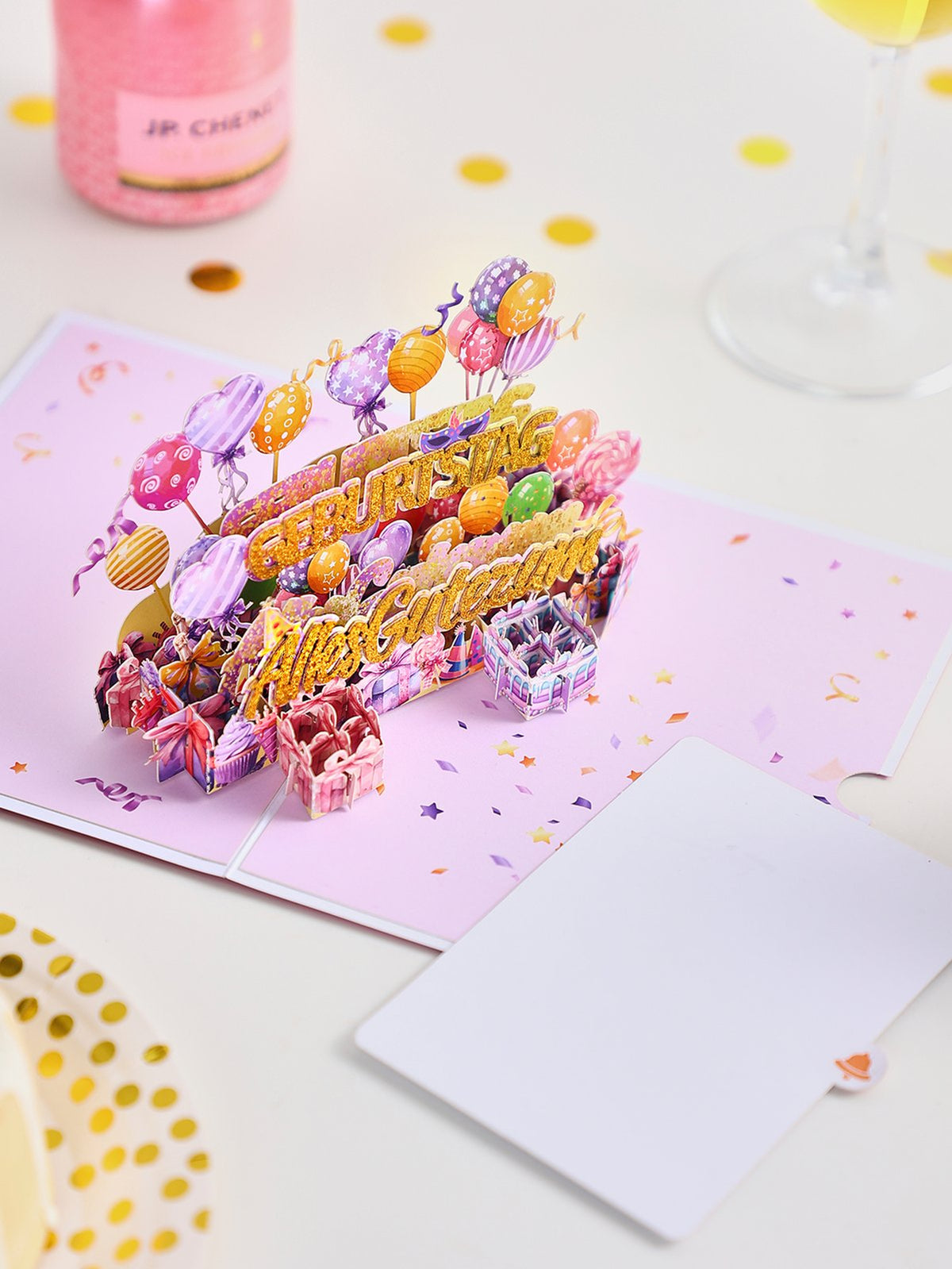 German Gold Glitter 3D Pop Up Card