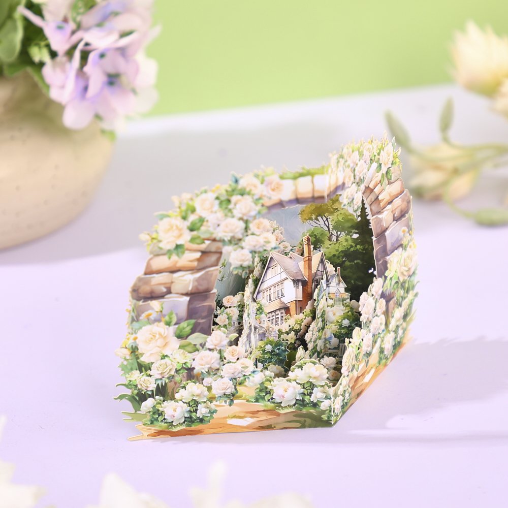 White Rose Dream Wedding 3D Pop Up Card