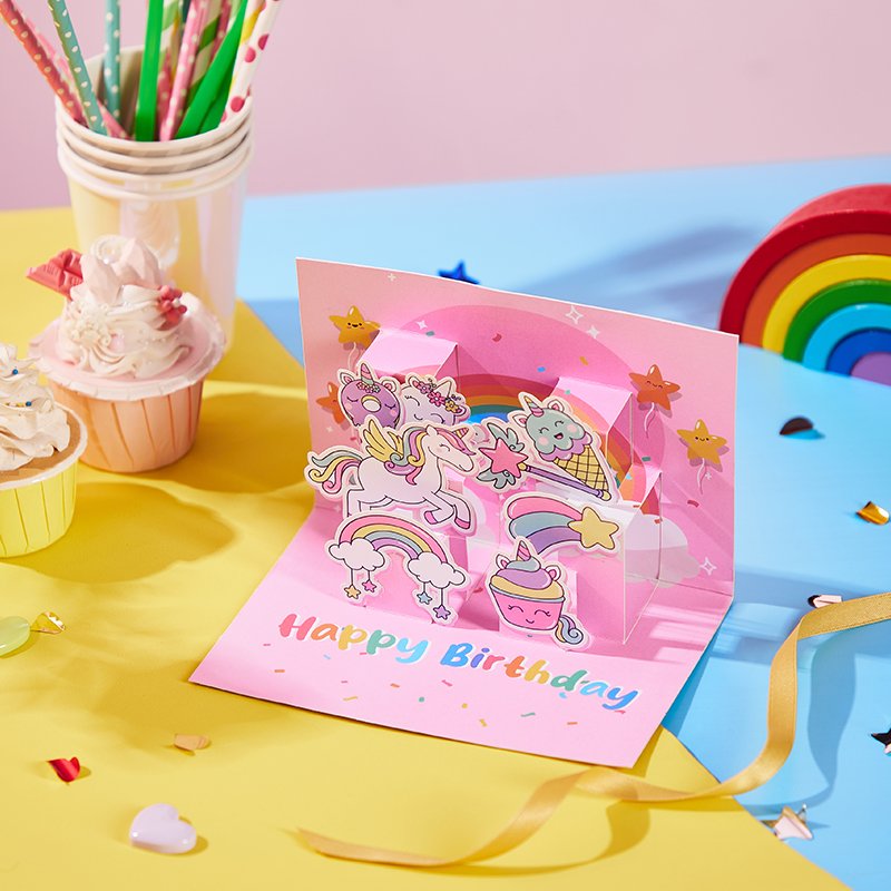 Unicorn Birthday Pop Up Card