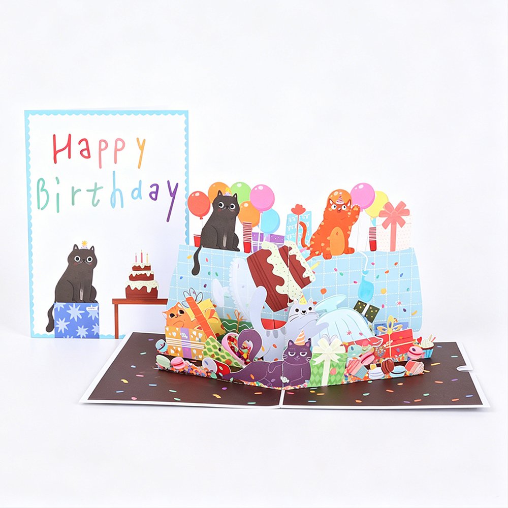 Cat Birthday 3D Pop Up Card