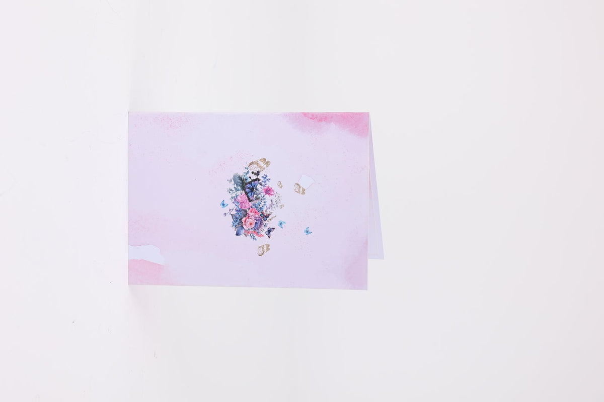 Inset Butterfly Flower Box Greeting Card