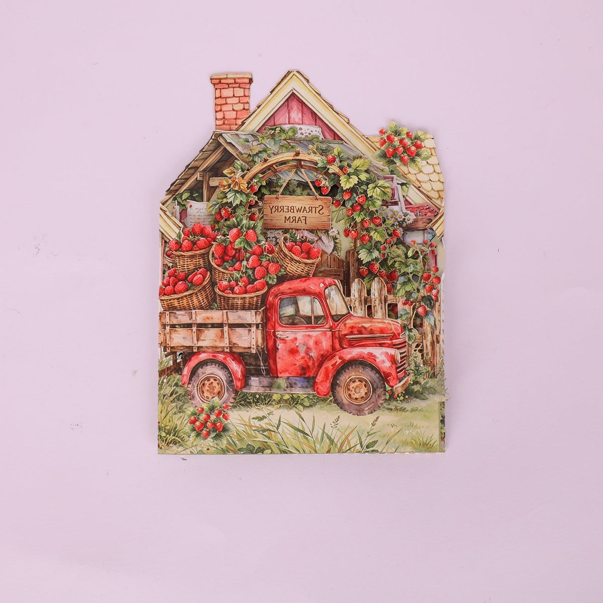 Strawberry Gardening Double Door 3D Pop Up Card
