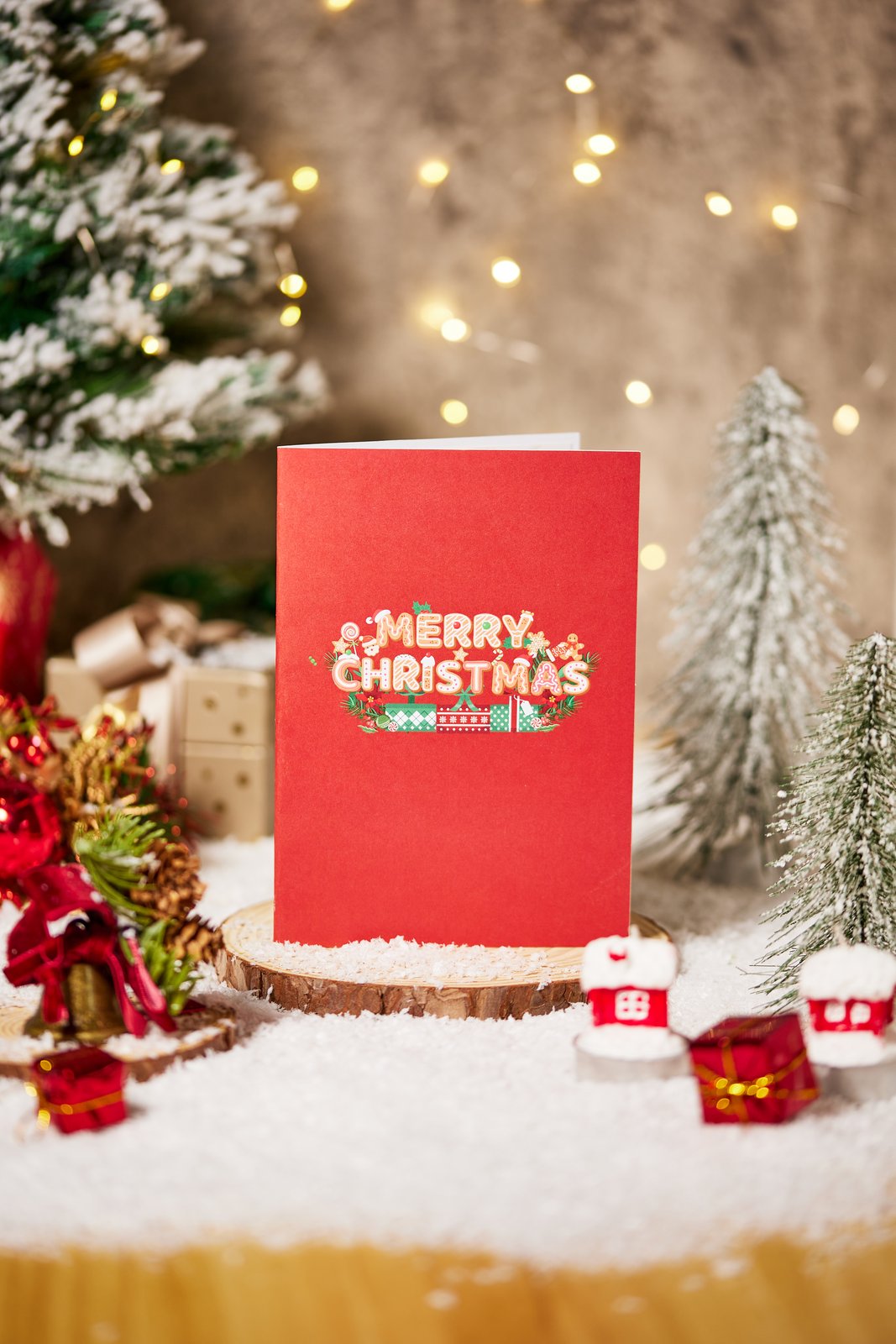 Christmas Happy Floral Wreath Greeting Card