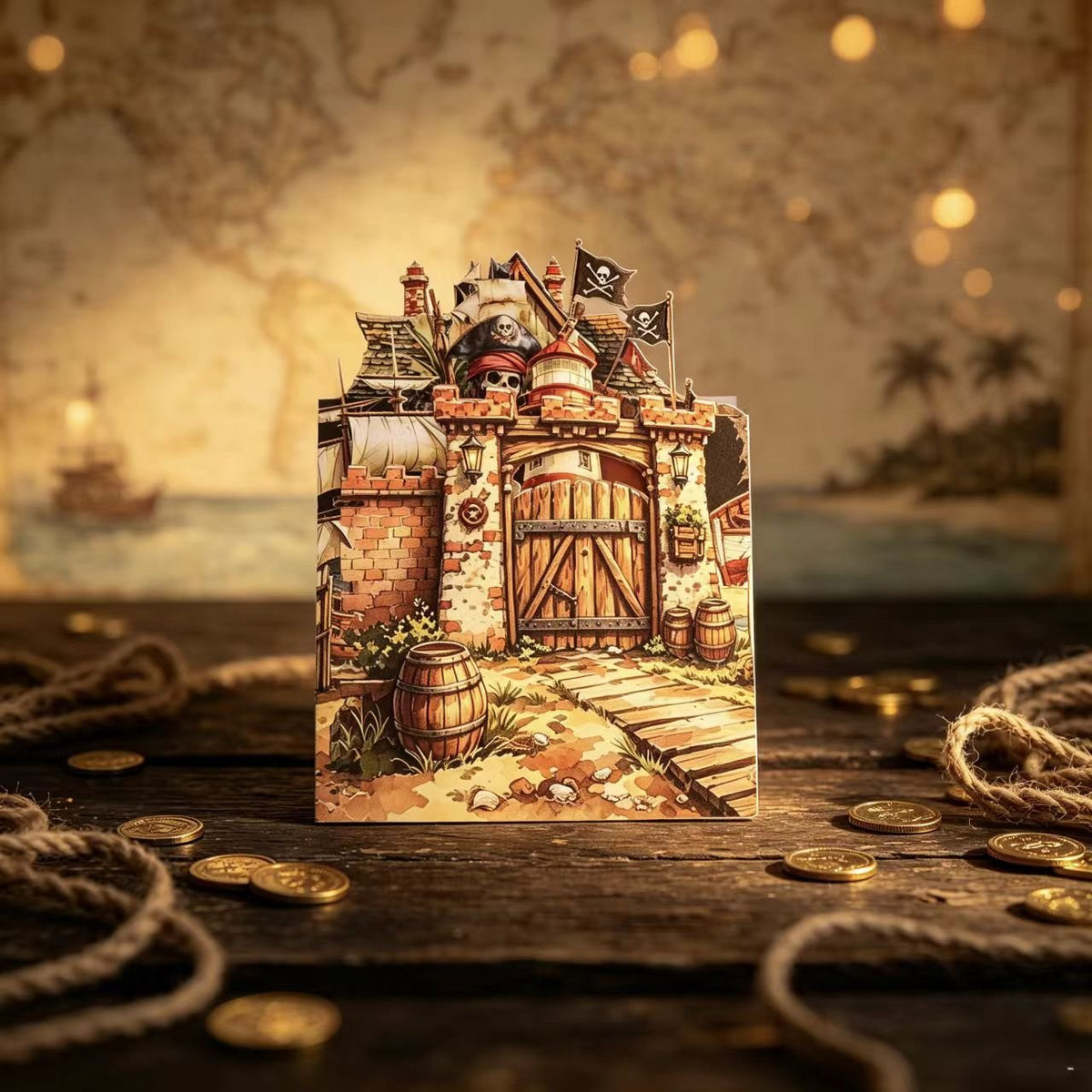 Pirate Theme Double Door Pop Up Card