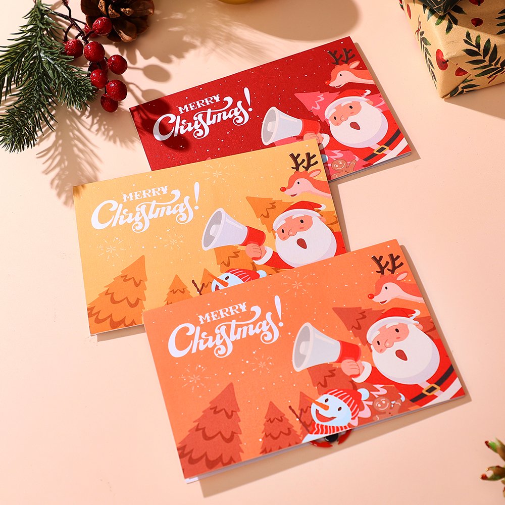 Santa Claus Trumpet Flip Pop Up Card Orange Red