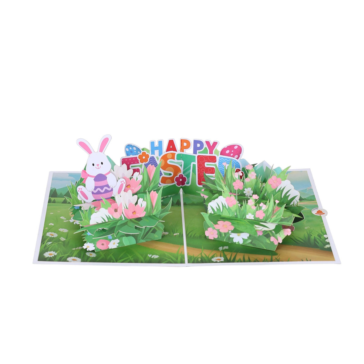 Blue Bunny Easter Egg Flip Pop Up Card