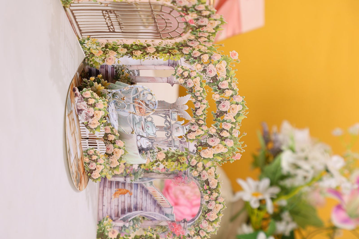 Yellow Green Spring Garden Double Door 3D Pop Up Card