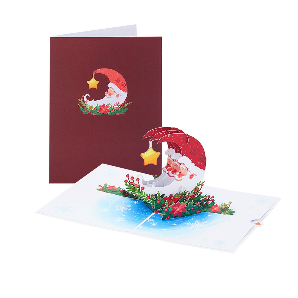 Santa Claus Crescent Moon 3D Pop Up Card