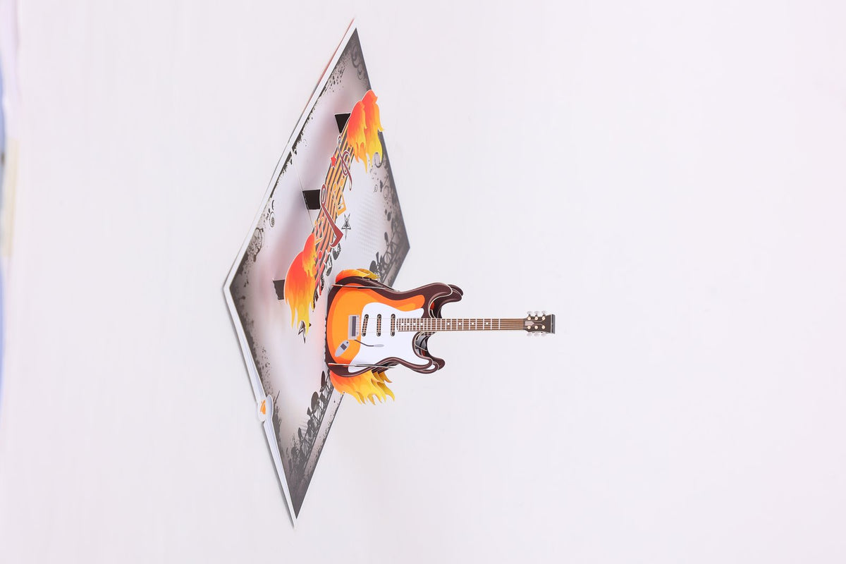 Rock Music Guitar Flip Pop Up Card