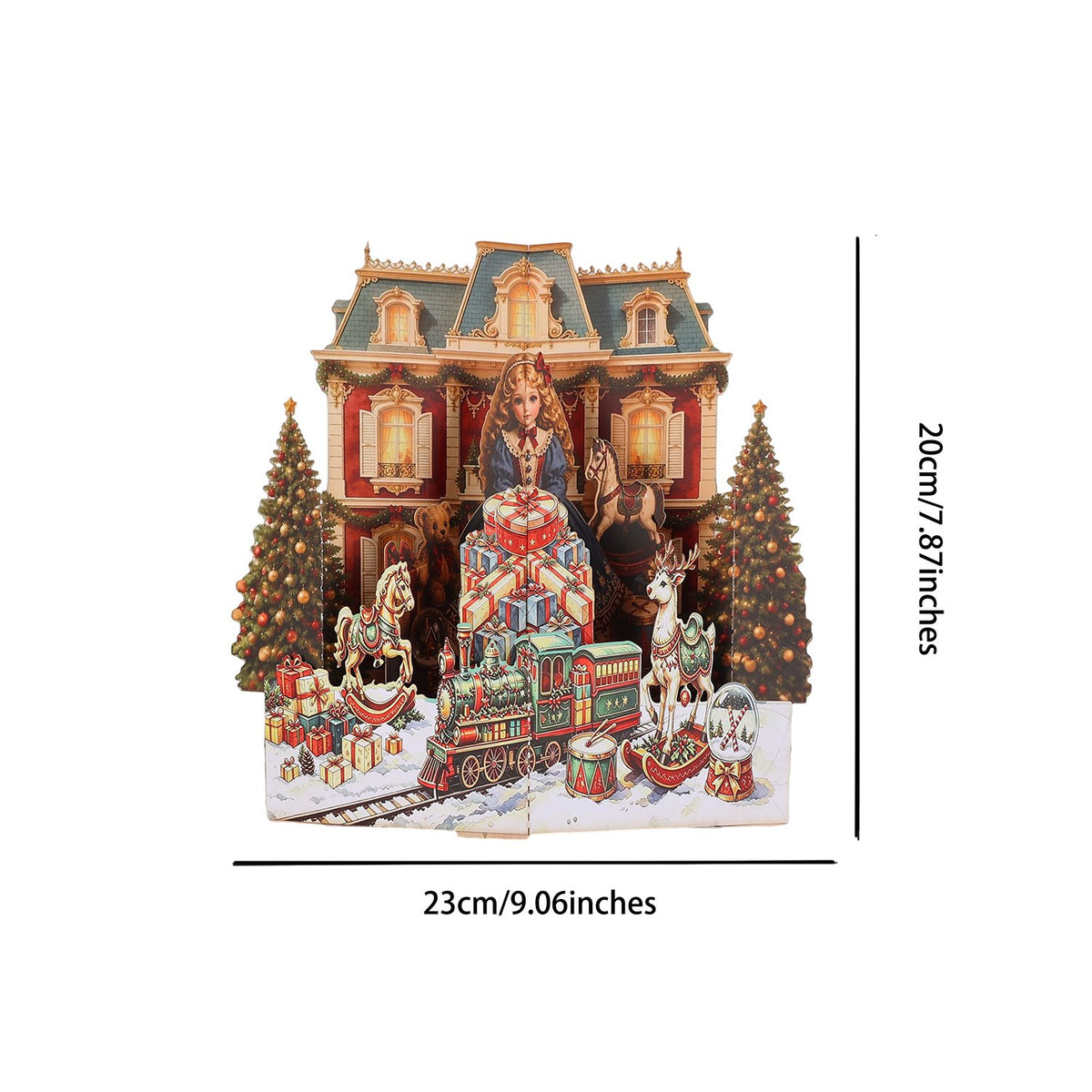 Christmas Vintage Amusement Park Ornament Greeting Card