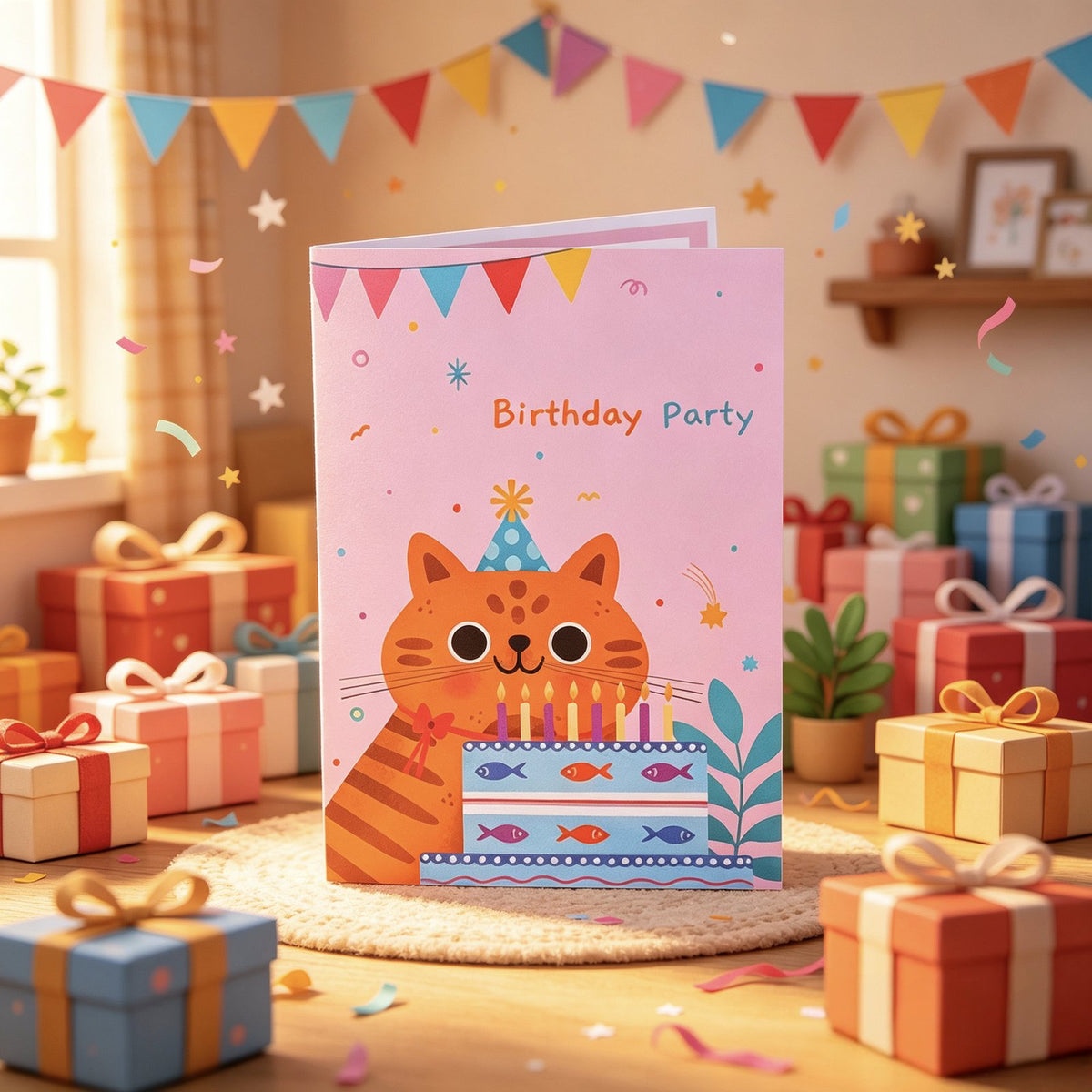 Cat Egg Birthday Party 3D Pop Up Card