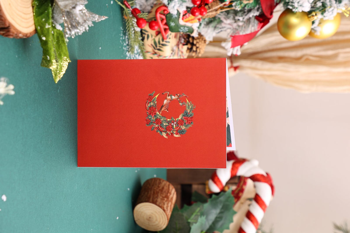 Christmas Deer Crescent Moon Greeting Card