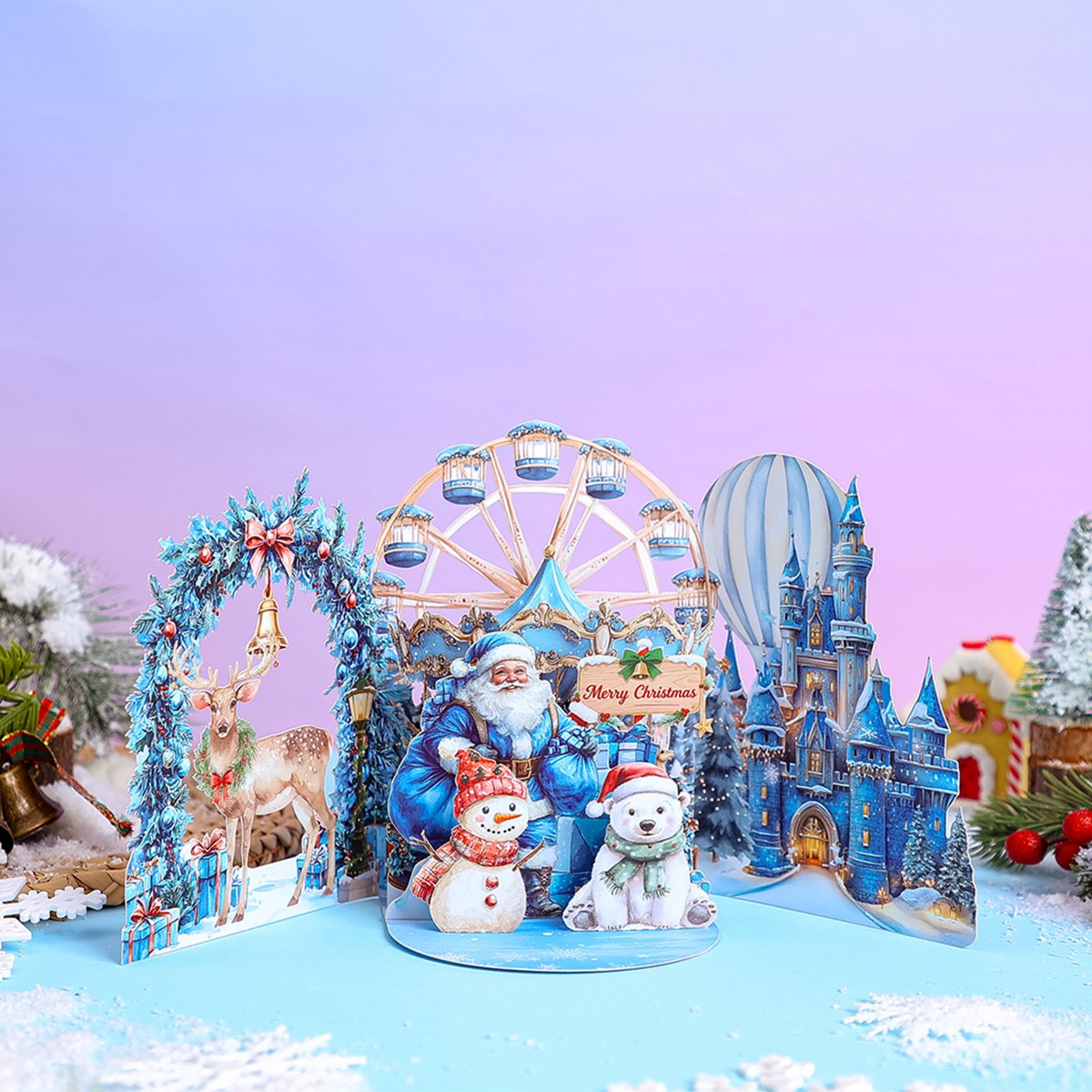 Christmas Amusement Park Double Door Pop Up Card