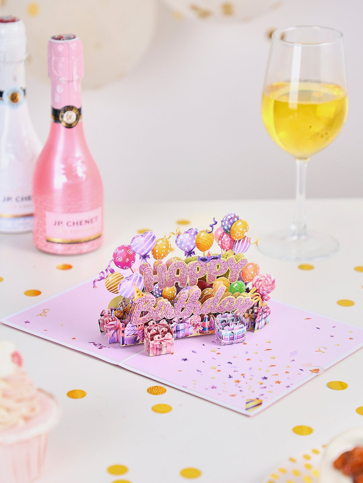 Pink Glitter Happy Birthday 3D Pop Up Card