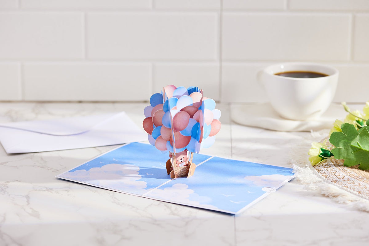 Hot Air Balloon Bear 3D Pop Up Card For Him