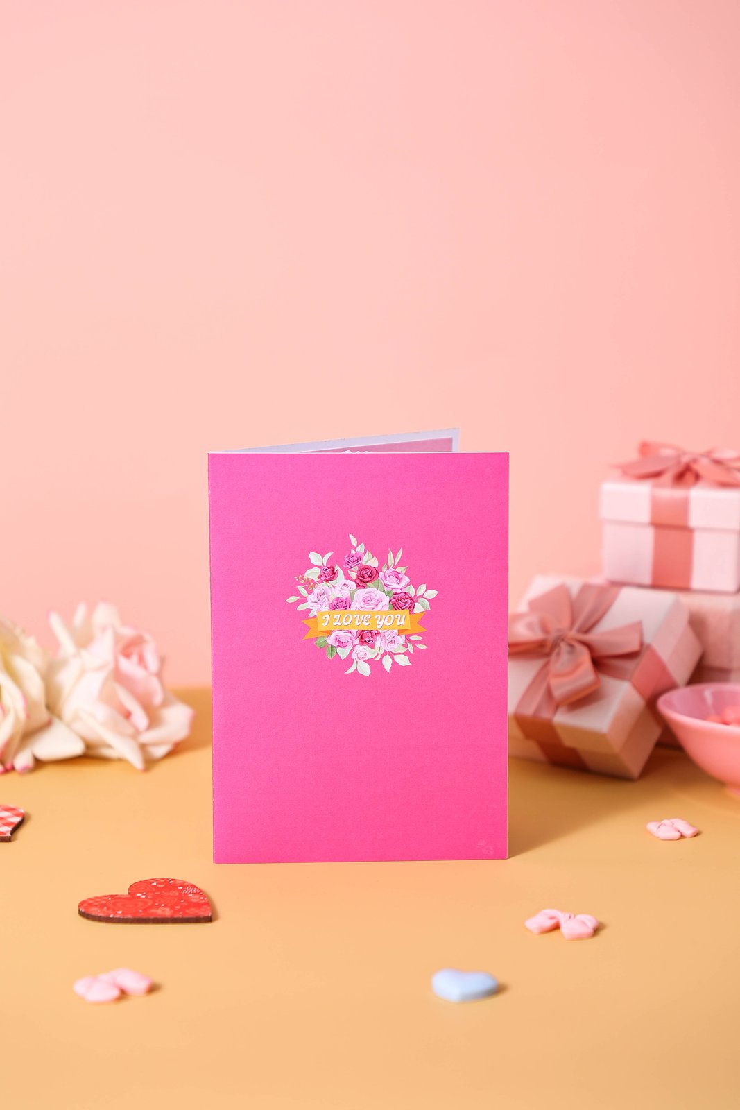 Valentine's Day Love You Rose Bear 3D Pop Up Card