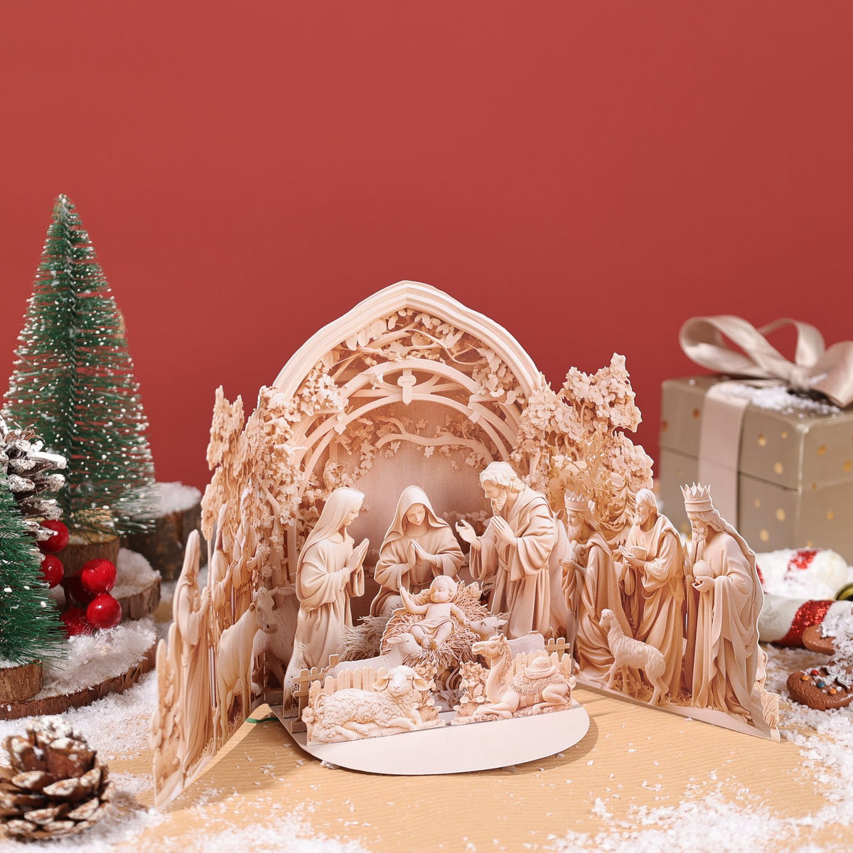 Nativity Relief Double Door 3D Pop Up Card