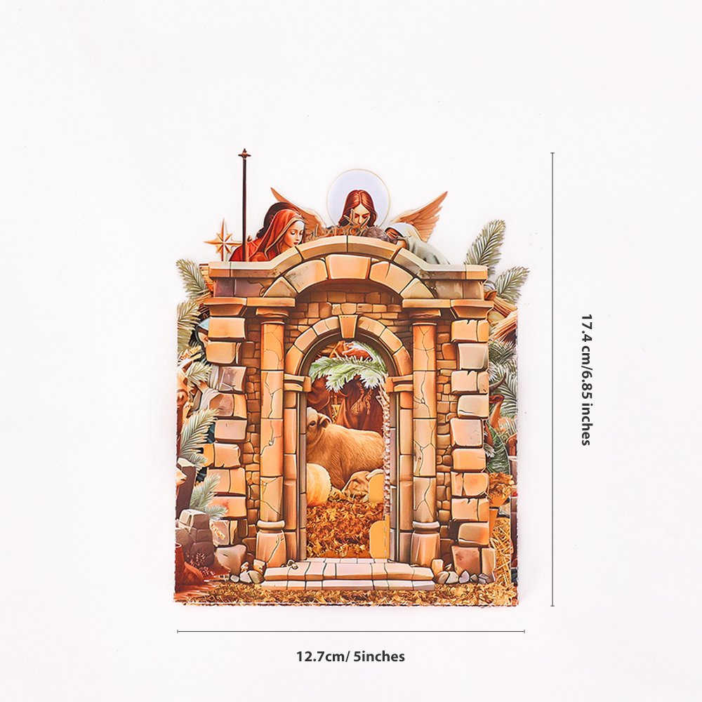 Palm Nativity Manger 3D Pop Up Card