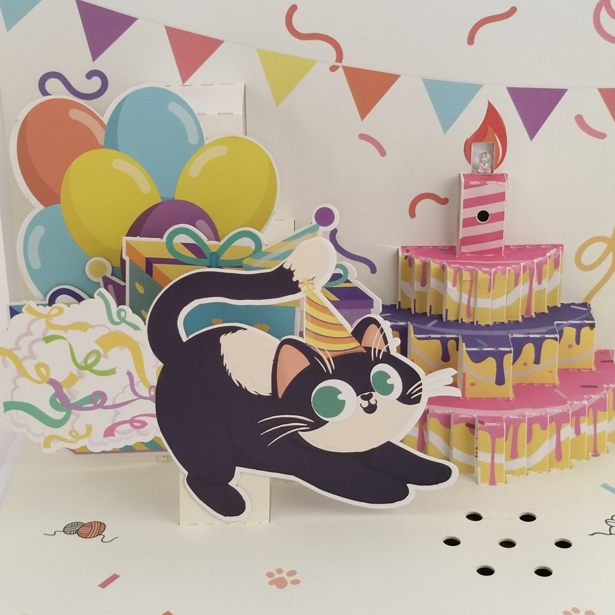 LED Lights & Music Cat Butt Birthday 3D Pop Up Card